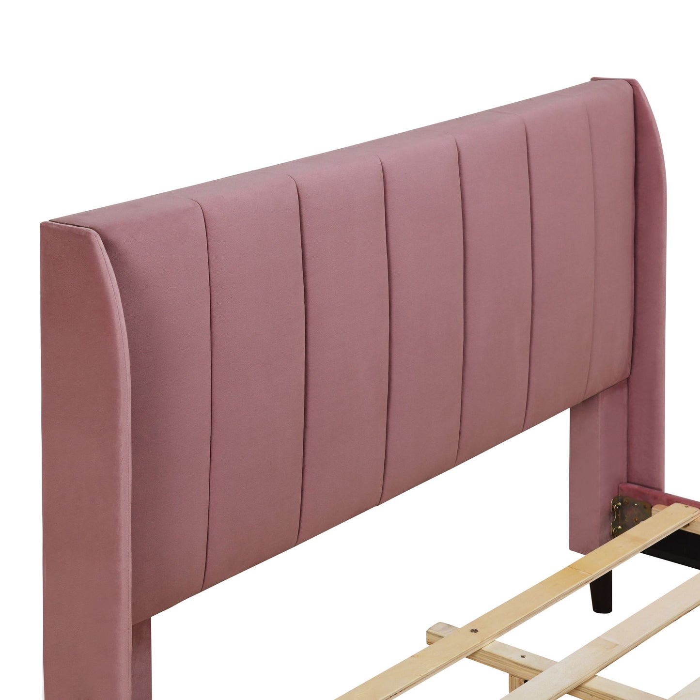 Full Size Upholstered Platform Bed - Pink