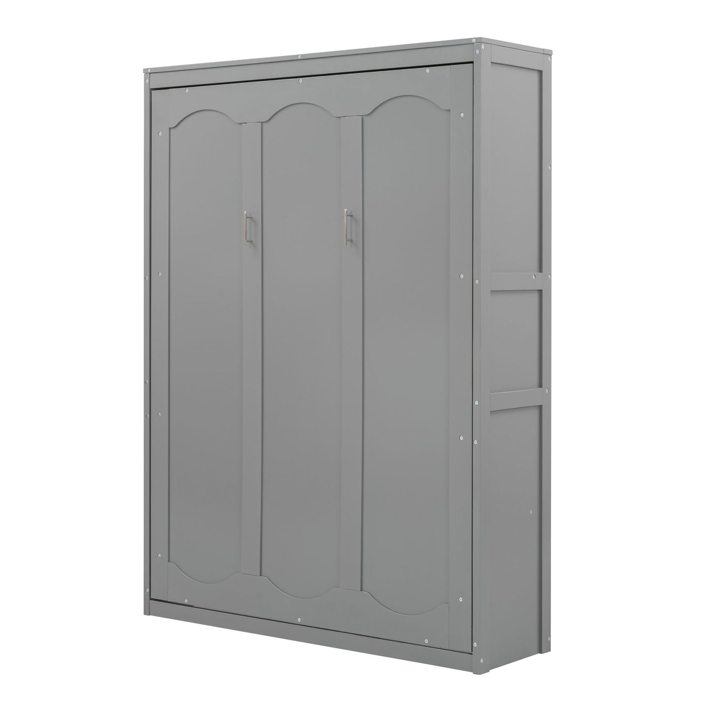 Full Size Murphy Wall Bed & Shelves - Gray