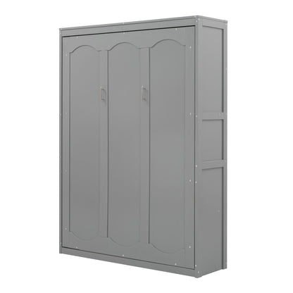 Full Size Murphy Wall Bed & Shelves - Gray
