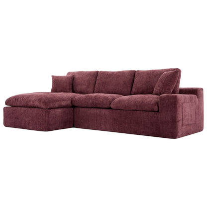 Cloud Sectional Sofa Upholstered Sofa Couch With Double-Layer Cushion And Side Pockets - Red