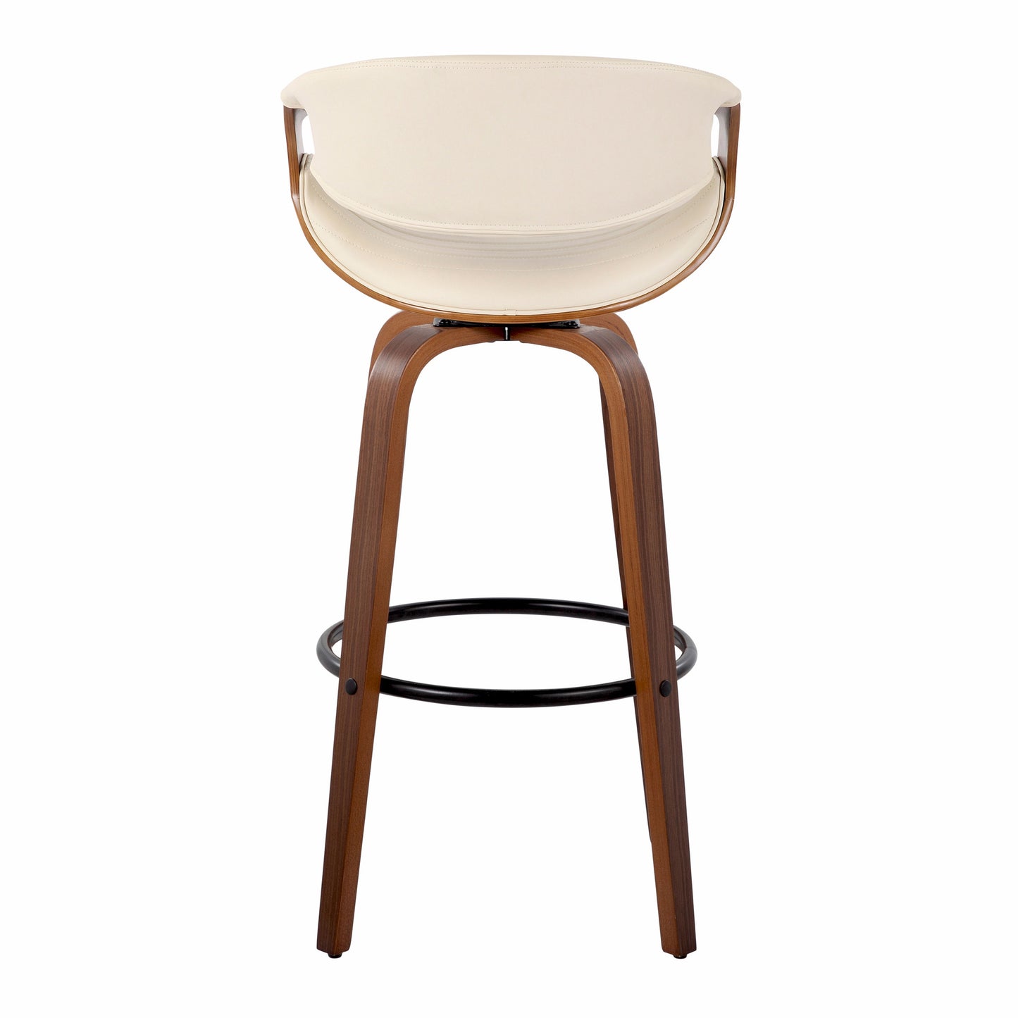 Symphony - Mid-Century Modern Fixed Height Barstool With Swivel With Round Footrest (Set of 2) - Walnut / Black