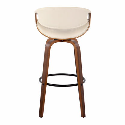 Symphony - Mid-Century Modern Fixed Height Barstool With Swivel With Round Footrest (Set of 2) - Walnut / Black