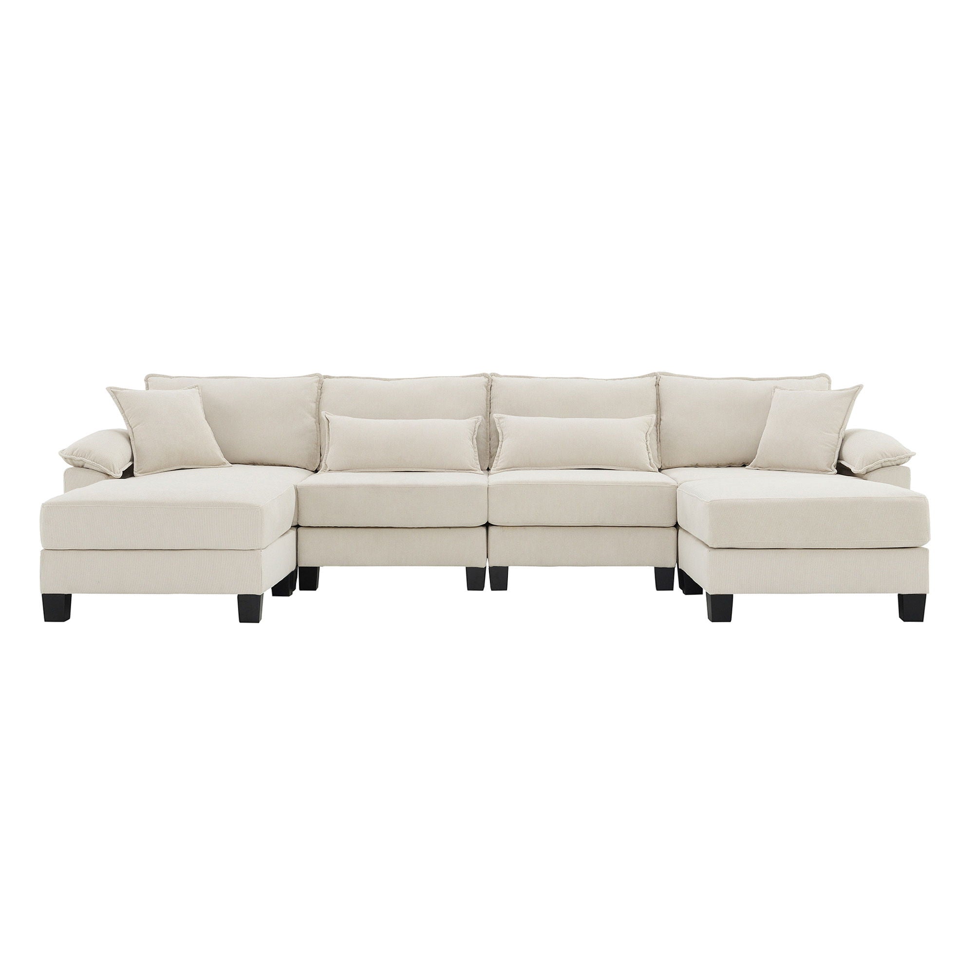 Wide Seat Modular Sectional Bed Sleeper Couch Set With Armrest Pillow 6 Seat, Free Combination Sofa With Ottomans Oversized - Beige