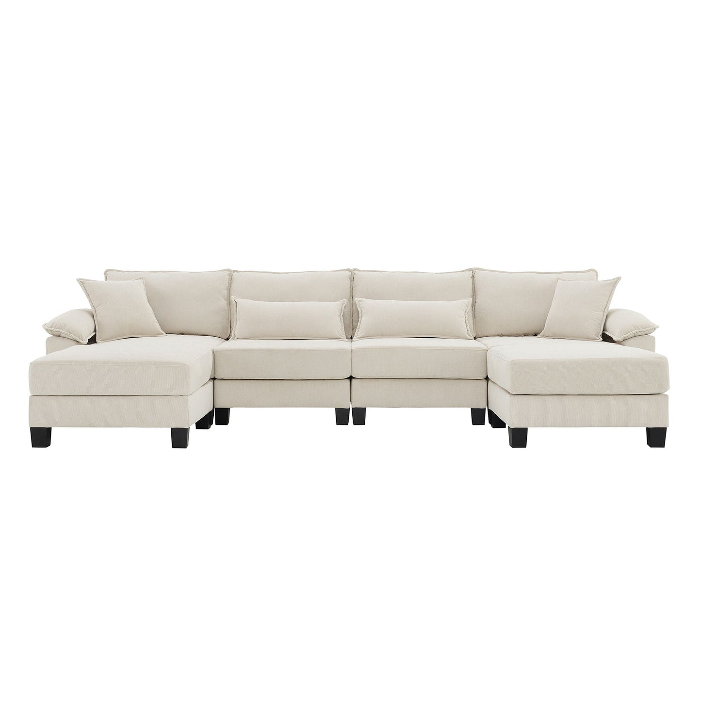 Wide Seat Modular Sectional Bed Sleeper Couch Set With Armrest Pillow 6 Seat, Free Combination Sofa With Ottomans Oversized - Beige