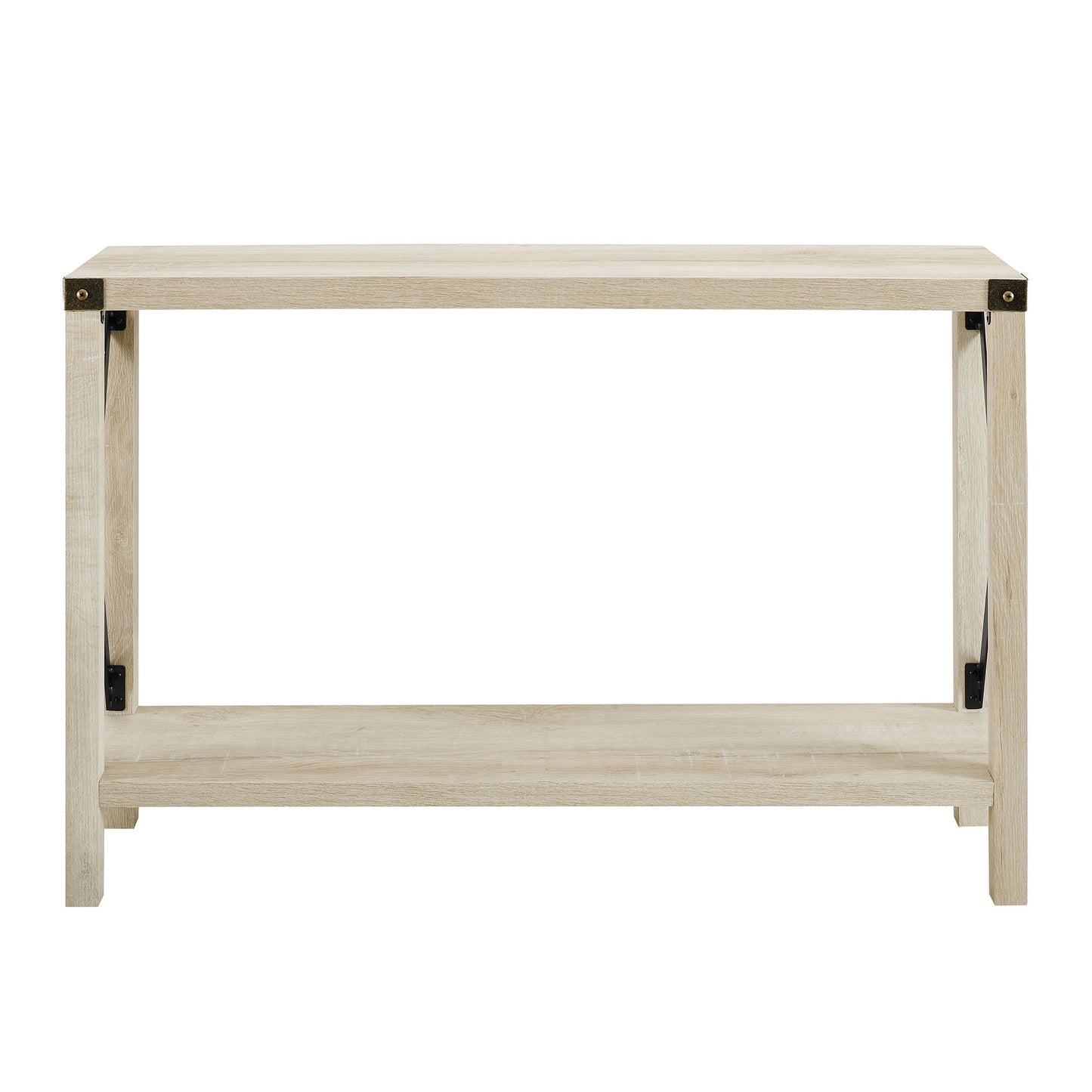 Modern Farmhouse X Entry Table With Lower Shelf - White Oak