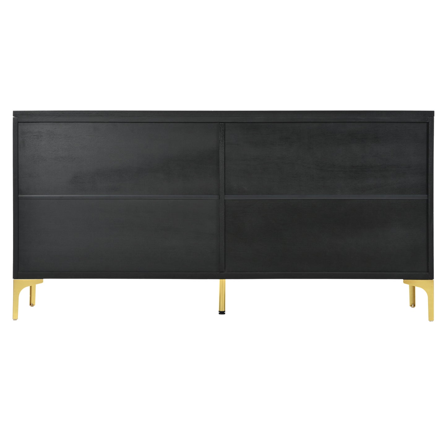 Modern Sideboard Buffet Cabinet With Handleless Press To Open Design, Carved Credenza Storage Cabinet With 4 Doors Construction - Black