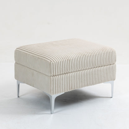 Modular Sectional Sofa Square Ottoman Module, Storage Ottoman Footrest - Beige