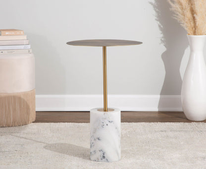 Symbol - Contemporary Side Table - Gold / White Marble