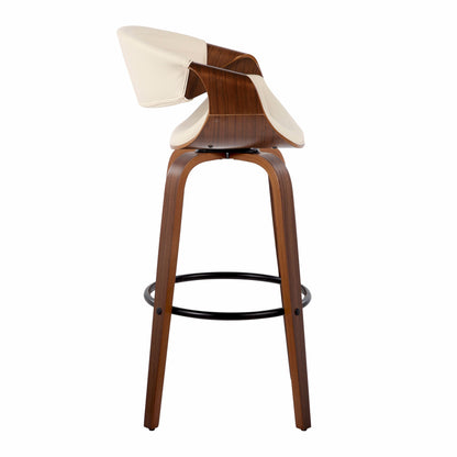 Symphony - Mid-Century Modern Fixed Height Barstool With Swivel With Round Footrest (Set of 2) - Walnut / Black