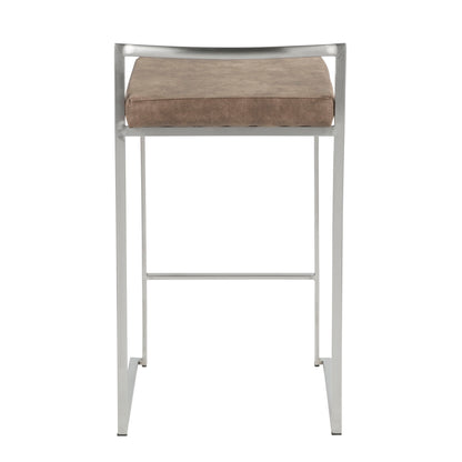 Fuji - Contemporary Stackable Counter Stool (Set of 2) - Brown