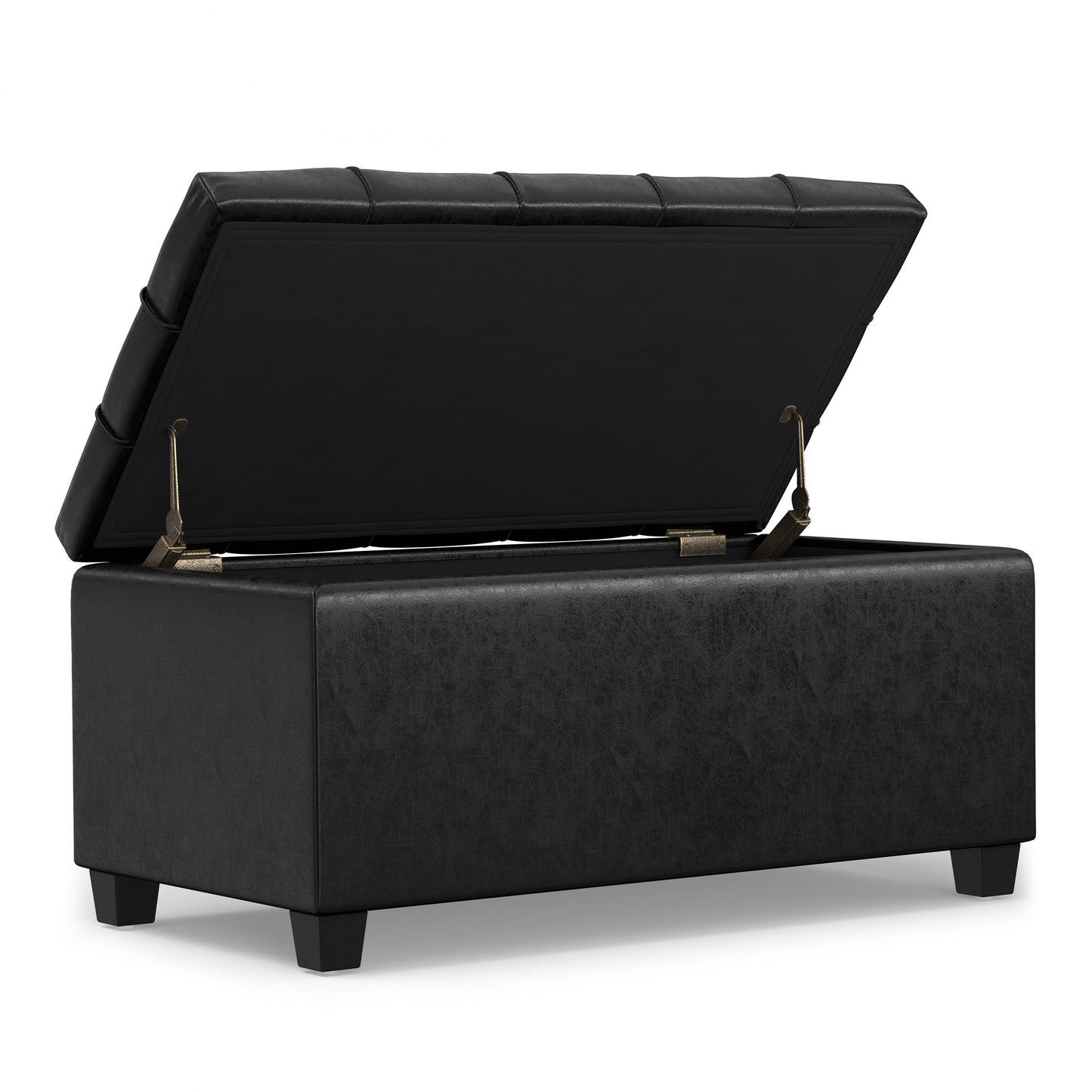 Sienna - Storage Ottoman Bench - Distressed Black