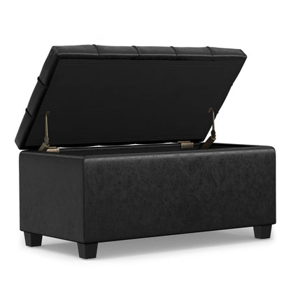 Sienna - Storage Ottoman Bench - Distressed Black