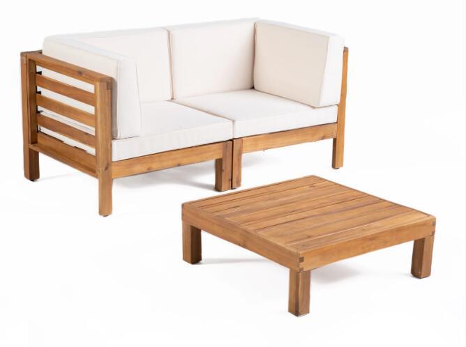 Oana - 3 Piece Love Seat Set With Coffee Table - Beige