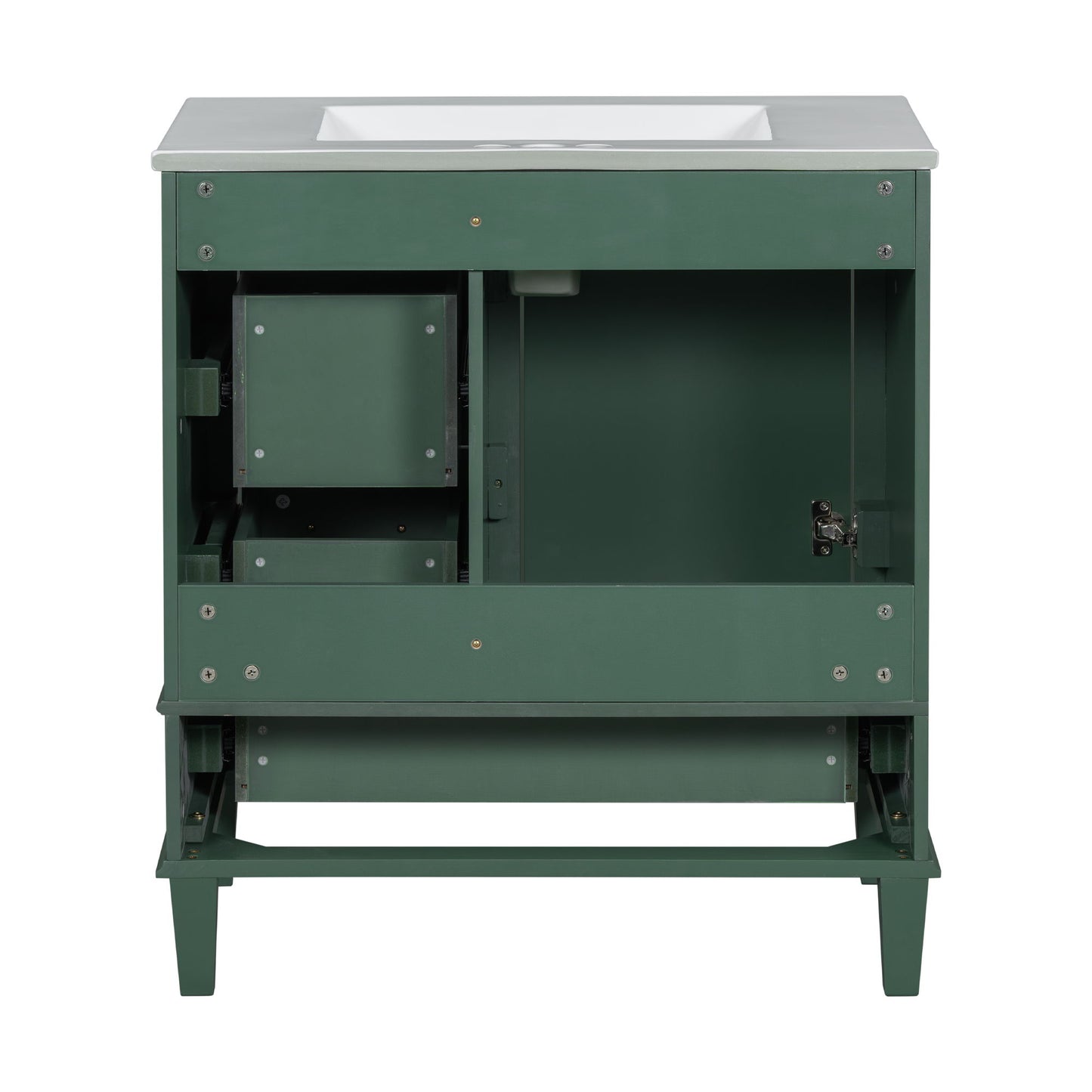 Bathroom Vanity, Modern Bathroom Cabinet With Sink Combo Set, Bathroom Storage Cabinet With A Soft Closing Door And 3 Drawers, Solid Wood Frame - Green