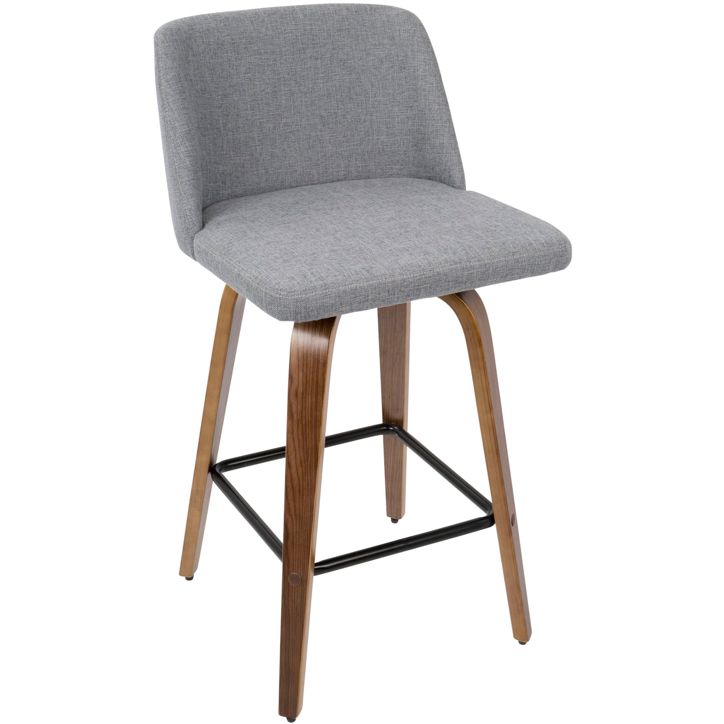 Toriano - Mid-Century Modern Counter Stool (Set of 2) - Gray / Walnut