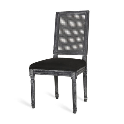 French Country Inspired Dining Chair Set With Cane Backrest - Distressed Light Brown