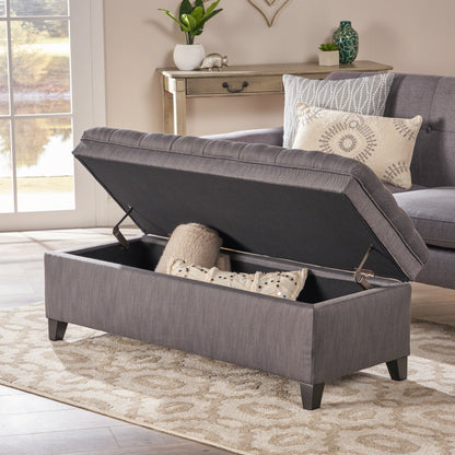 Juliana - Stylish Storage Ottoman With Extra Seating - Gray