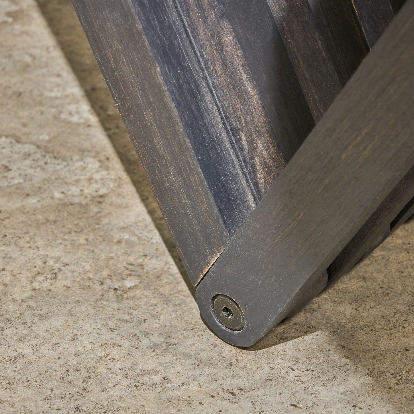 Gloaming - Outdoor Bench With Slat Design And Triangular Base - Dark Gray