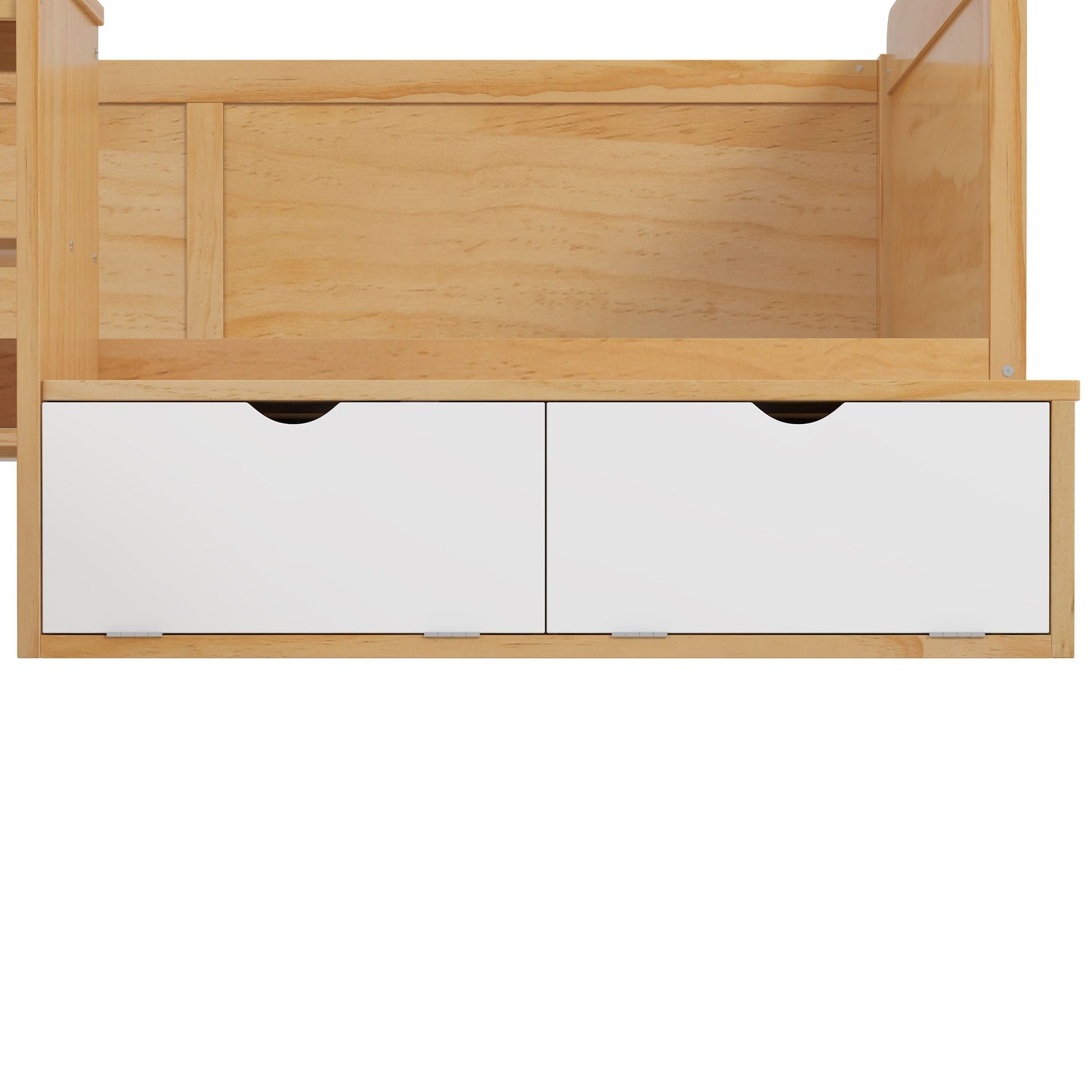 Twin Size Daybed With Storage Shelves And Lockers, Multi Functional Bed With Study Desk And Matching Stool - Natural