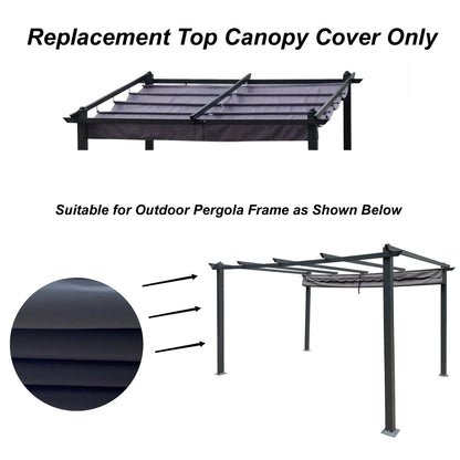 Replacement Canopy Top Fabric For 10X10 Ft Outdoor Patio Retractable Pergola Sunshelter Pergola Canopy - Gray