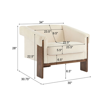 Sierra - Vintage Modern Accent Chair With Deep Cushions And Wide Armrests - Beige