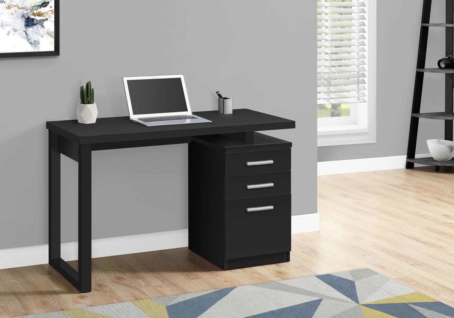 Computer Desk For Home Office, Laptop, Left Right Set - Up, Storage Drawers, Modern - Black