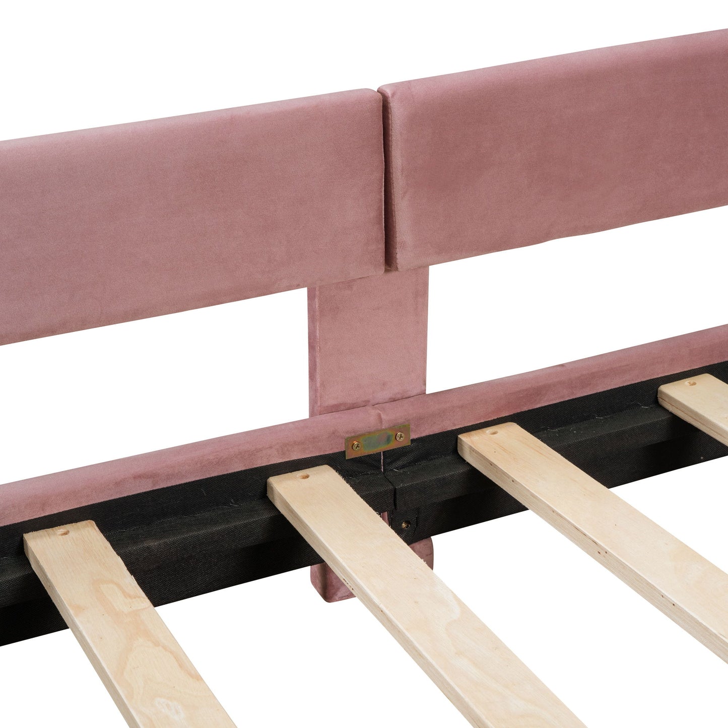Twin Size Upholstered Daybed With Classic Stripe Shaped Headboard - Pink