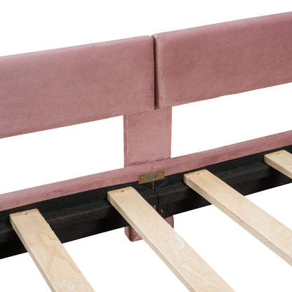 Twin Size Upholstered Daybed With Classic Stripe Shaped Headboard - Pink
