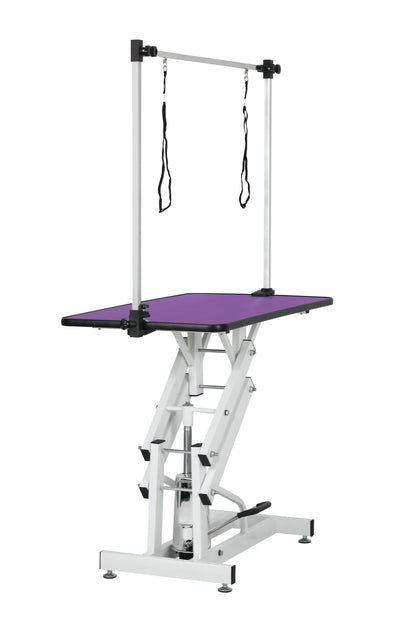 Hydraulic Pet Grooming Table With"H" Arm - Purple