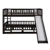 Full Over Full Low Bunk Bed With Slide, Fence And Ladder For Toddler - Espresso