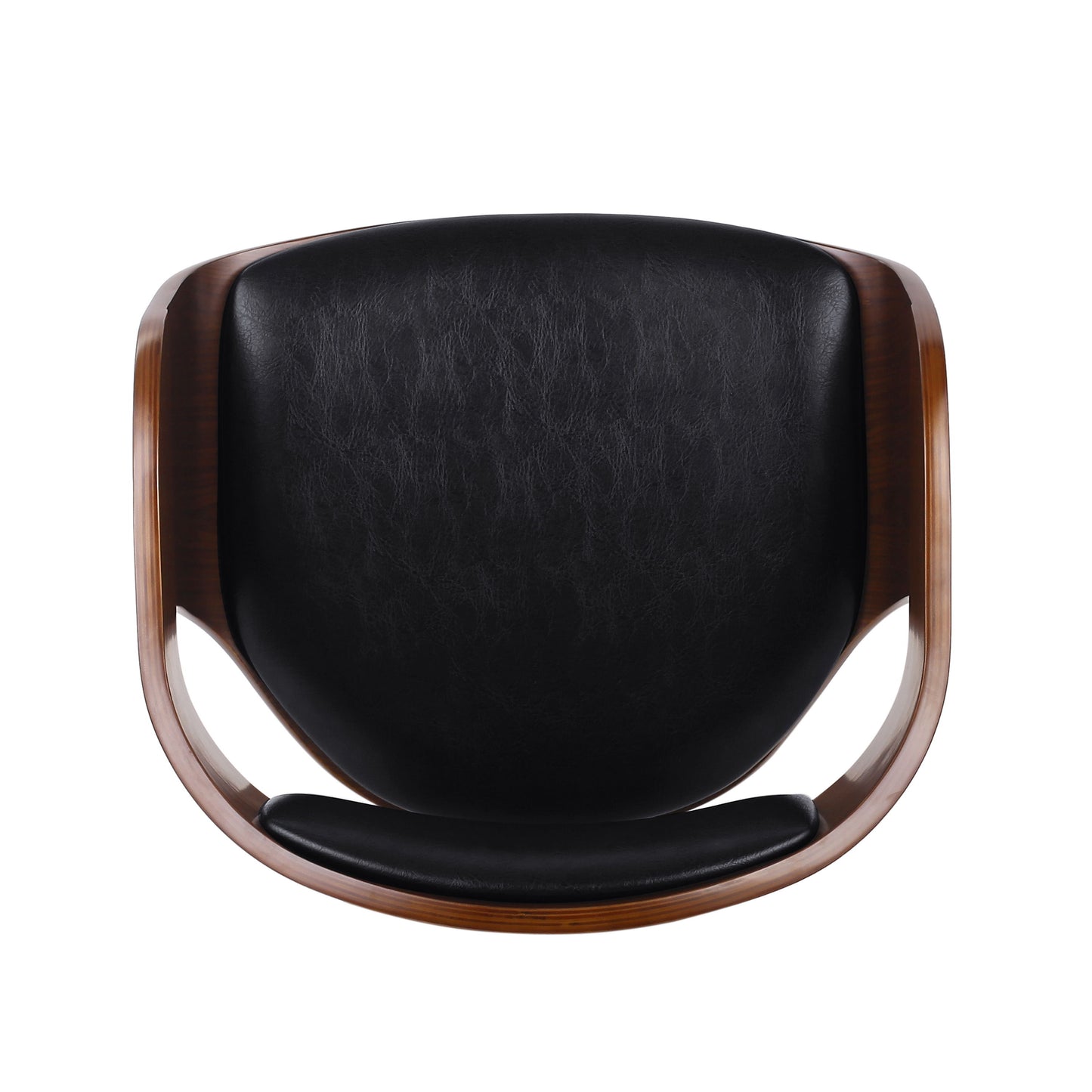 Upholstered Swivel Barstool With Wood Frame / Chrome Footrest - Walnut / Black