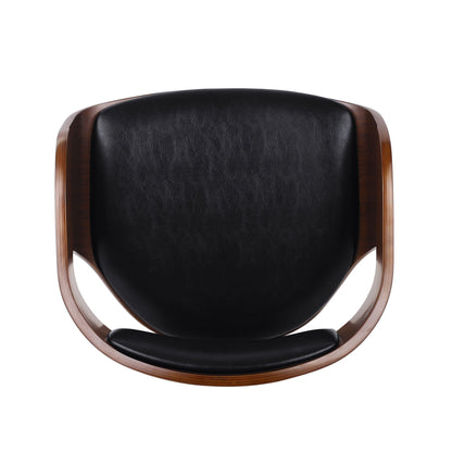 Upholstered Swivel Barstool With Wood Frame / Chrome Footrest - Walnut / Black