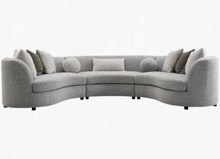 Ivria - Boucle Sectional Sofa With 9 Pillows - Gray