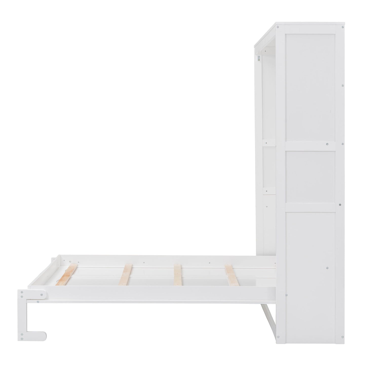 Full Size Murphy Classic Wall Bed With Shelves - White