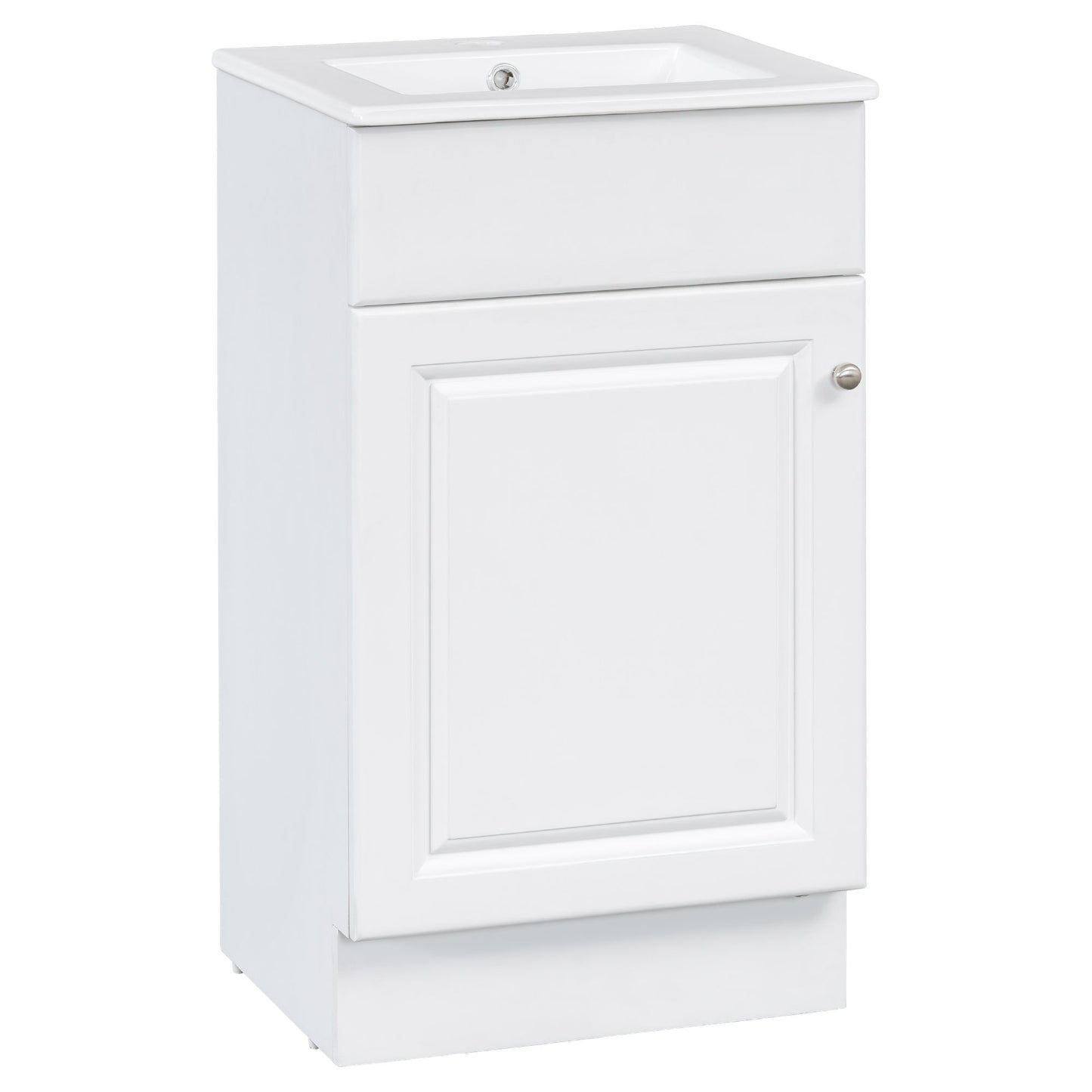 18" Bathroom Vanity With Sink, & Ceramic, Adjustable Shelf - White