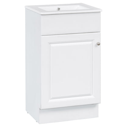 18" Bathroom Vanity With Sink, & Ceramic, Adjustable Shelf - White