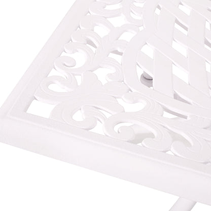 Celestine - Outdoor Cast Aluminum Dining Table With Floral Lattice Design And Umbrella Holder - White