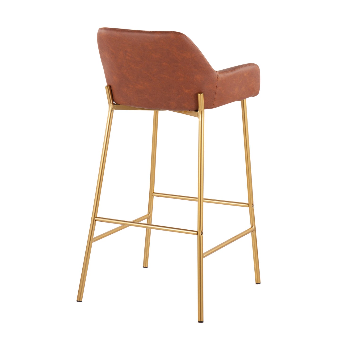 Daniella - Contemporary / Glam Fixed Height Bar Stool (Set of 2) - Gold / Camel