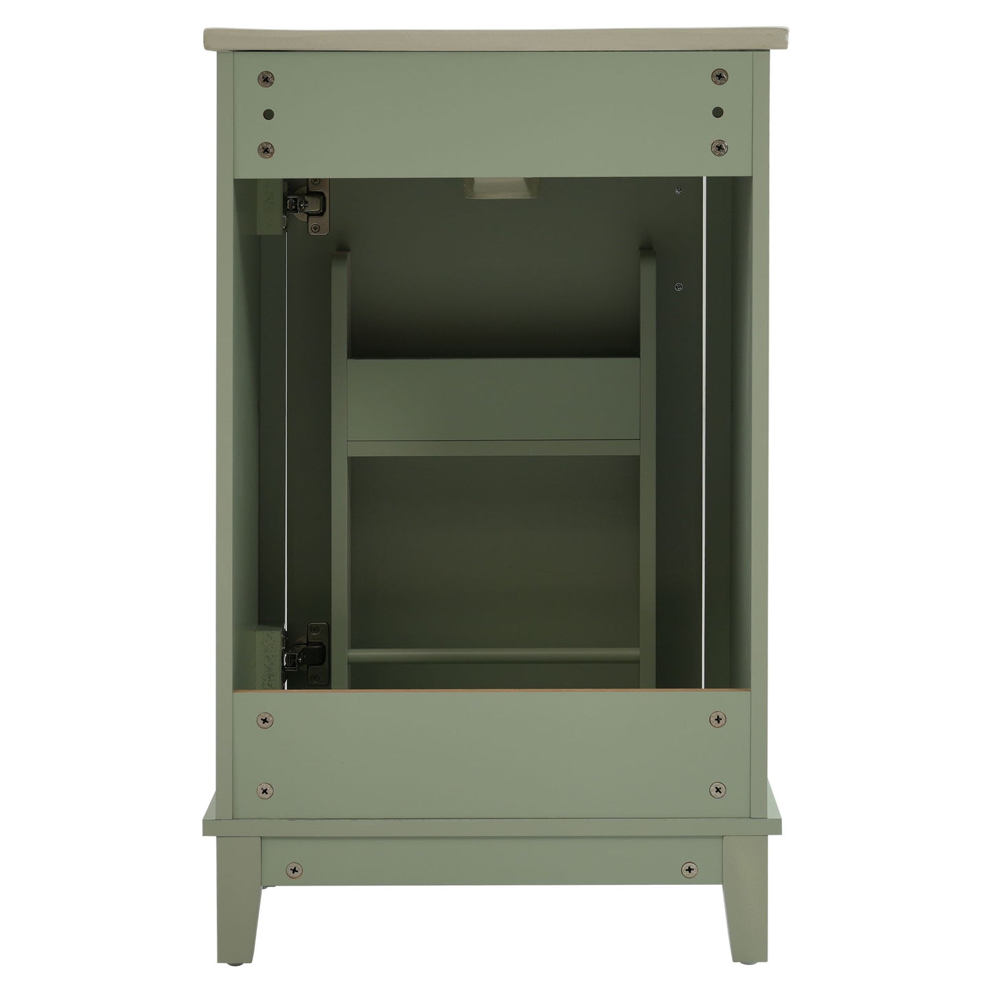 Modern Small Bathroom Vanity Cabinet With Ceramic Basin, Ample Storage, 1 Soft Close Door - Green