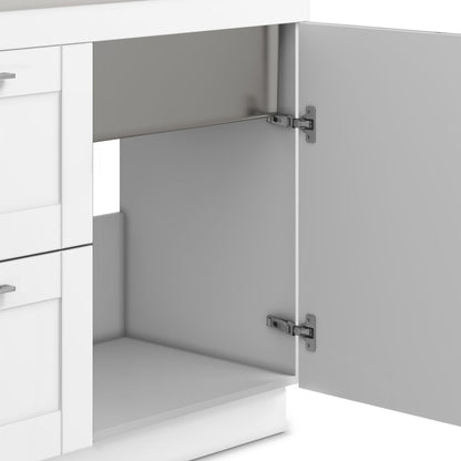 Shaker - Modern Wide Laundry Cabinet With Faucet And Stainless Steel Sink - White