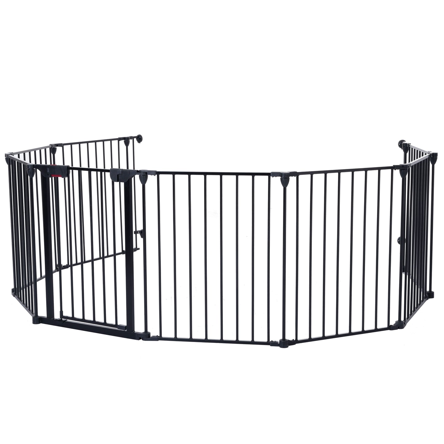 Adjustable Safety Gate 8 Panels Play Yard Metal Doorways Fireplace Fence Christmas Tree Fence Gate For House Stairs Gate Prohibited Area Fence - Black