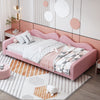 Twin Size Upholstered Daybed, Sherpa Fabric Sofabed With Cloud-Shaped Backrest, No Box - Spring Needed - Pink