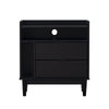 Mid-Century Modern Solid Wood 2 Drawer Gallery Nightstand - Black
