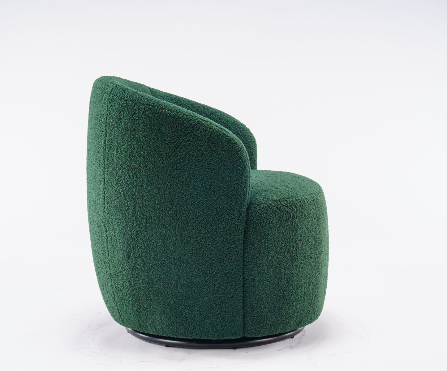 Teddy Fabric Swivel Accent Armchair Barrel Chair With Black Powder Coating Metal Ring - Dark Green