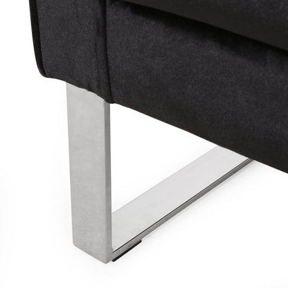 Modern Glam Club Arm Chair With Velvet Upholstery And Stainless Steel Legs - Black