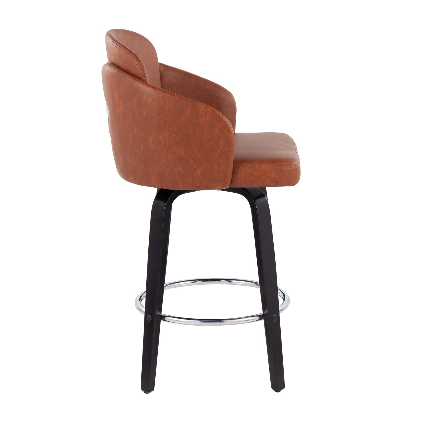 Dahlia - Contemporary Counter Stool With Round Footrest (Set of 2) - Black / Camel