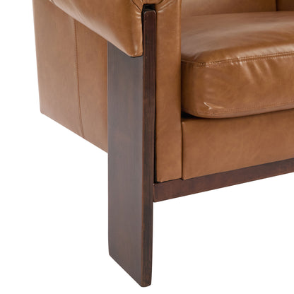 Sierra - Vintage Modern Accent Chair, Deep Cushions & Wide Armrests - Brown