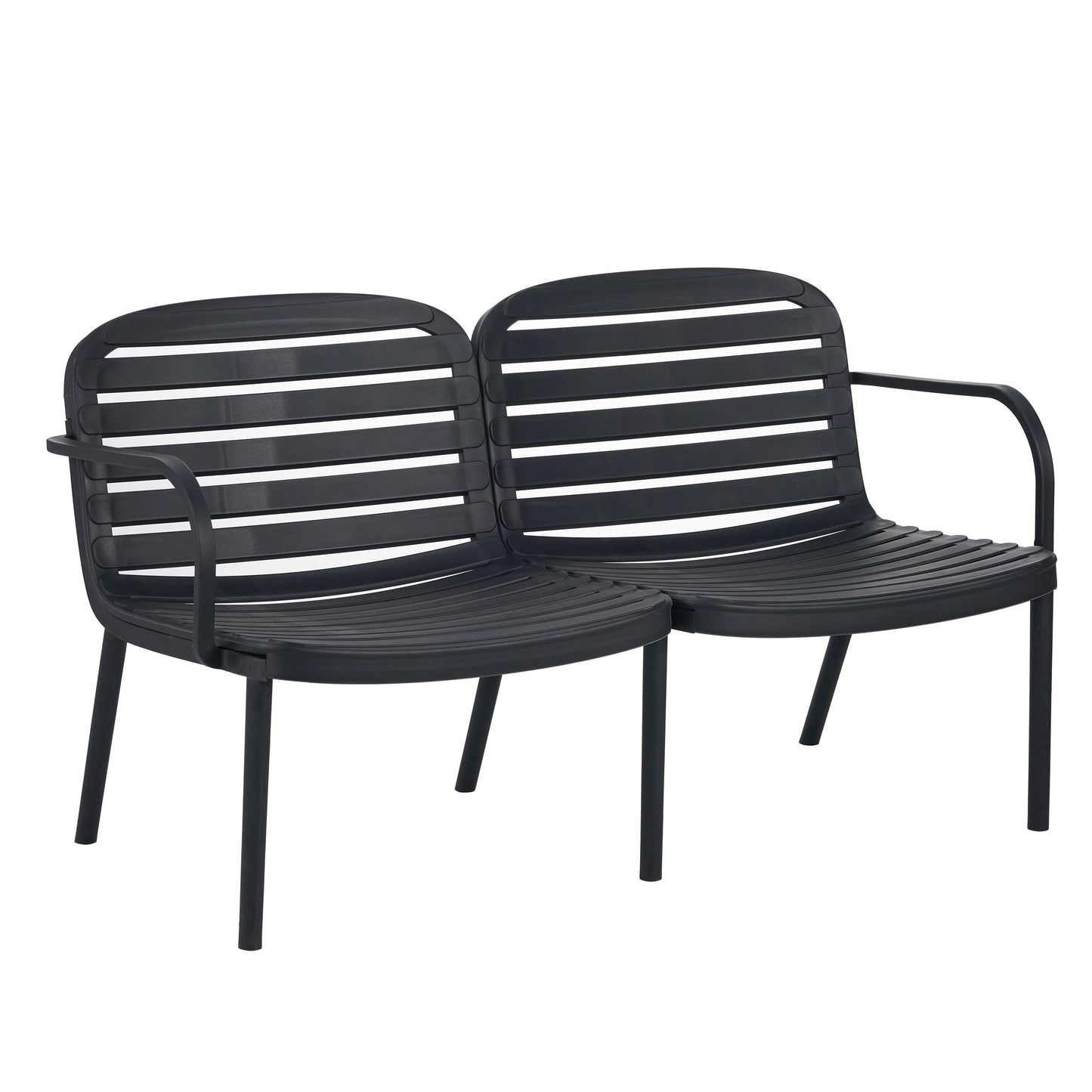Luna - Outdoor Patio Loveseat With Frame And Cushions Weather Resistant Pp Material - Beige / Black