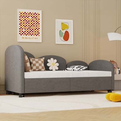 Modern Twin Size Upholstered Daybed With Additional Bed Frame - Dark Gray
