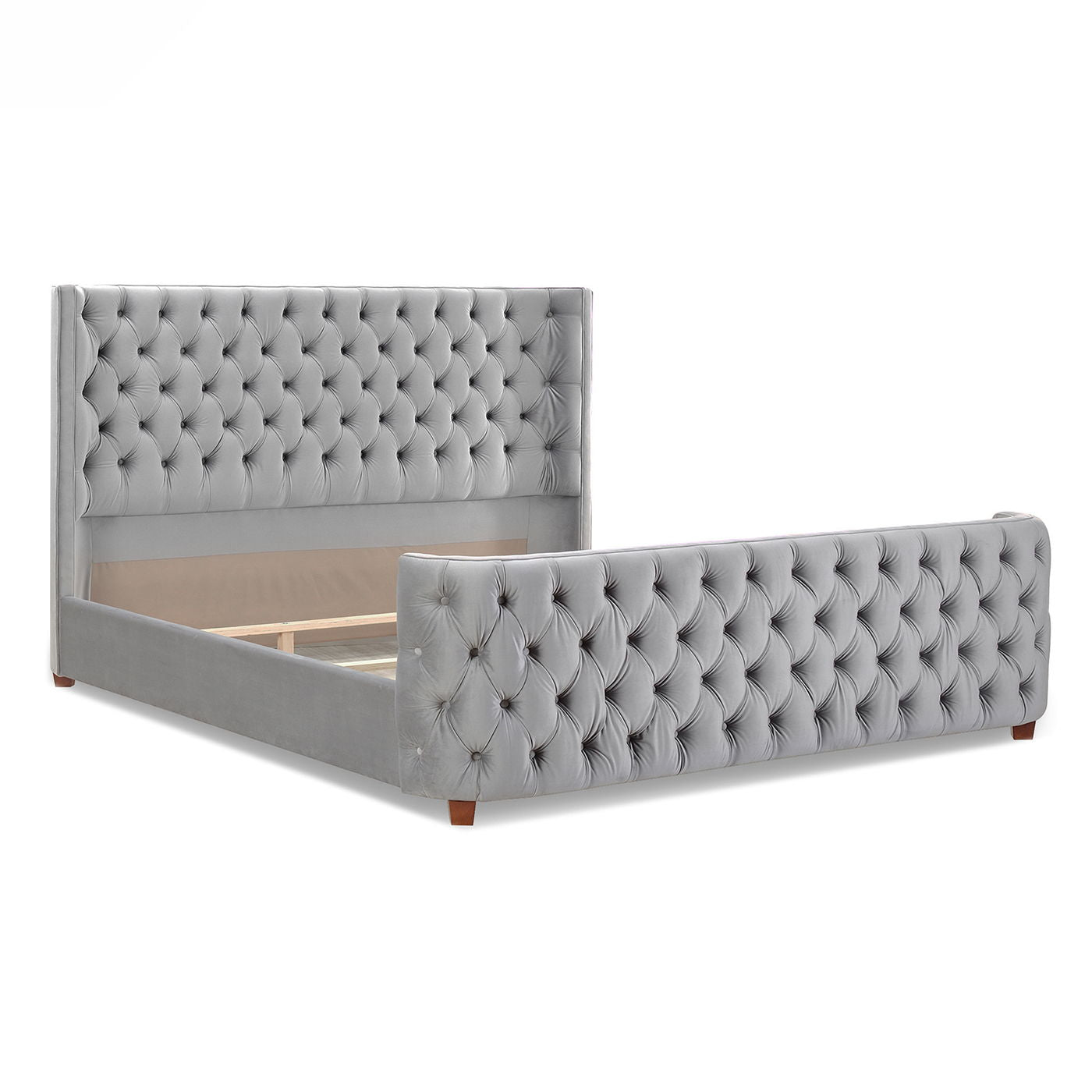 Brooklyn - King Tufted Panel Bed Headboard And Footboard Set - Opal Gray